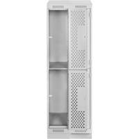 Clean Line Lockers, 2 -tier, Bank of 2, 24" x 18" x 82", Steel, Grey, Rivet (Assembled), Perforated OSI Industrial Sales