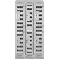 Clean Line Lockers, 2 -tier, Bank of 3, 36" x 18" x 82", Steel, Grey, Rivet (Assembled), Perforated OSI Industrial Sales