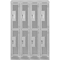 Clean Line Lockers, 2 -tier, Bank of 4, 48" x 18" x 82", Steel, Grey, Rivet (Assembled), Perforated OSI Industrial Sales