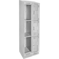 Clean Line Lockers, 3 -tier, Bank of 2, 24" x 15" x 82", Steel, Grey, Rivet (Assembled), Perforated OSI Industrial Sales