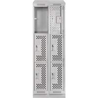 Clean Line Lockers, 3 -tier, Bank of 2, 24" x 15" x 82", Steel, Grey, Rivet (Assembled), Perforated OSI Industrial Sales