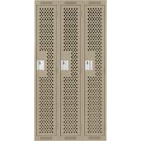Clean Line Lockers, Bank of 3, 36" x 15" x 72", Steel, Beige, Rivet (Assembled), Perforated OSI Industrial Sales