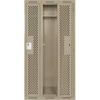 Clean Line Lockers, Bank of 3, 36" x 15" x 72", Steel, Beige, Rivet (Assembled), Perforated OSI Industrial Sales