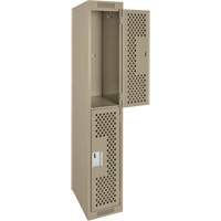 Clean Line Lockers, 2 -tier, 12" x 12" x 72", Steel, Beige, Rivet (Assembled), Perforated OSI Industrial Sales