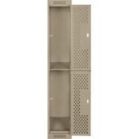 Clean Line Lockers, 2 -tier, 12" x 12" x 72", Steel, Beige, Rivet (Assembled), Perforated OSI Industrial Sales