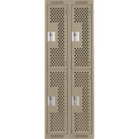 Casiers Clean Line, 2 niveaux, Bloc de 2, 24" x 15" x 72", Acier, Beige, Rivet (assembl&eacute;), Perfor&eacute; OSI Industrial Sales