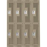 Casiers Clean Line, 2 niveaux, Bloc de 4, 48" x 15" x 72", Acier, Beige, Rivet (assembl&eacute;), Perfor&eacute; OSI Industrial Sales