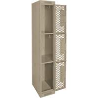 Clean Line Lockers, 3 -tier, 12" x 12" x 72", Steel, Beige, Rivet (Assembled), Perforated OSI Industrial Sales