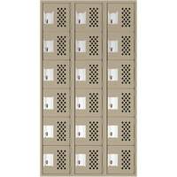 Assembled Lockerettes Clean Line Perforated Economy Lockers, 6 -tier, Bank of 3, 18" x 72" x 12", Steel OSI Industrial Sales