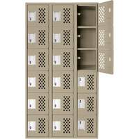 Assembled Lockerettes Clean Line Perforated Economy Lockers, 6 -tier, Bank of 3, 18" x 72" x 12", Steel OSI Industrial Sales