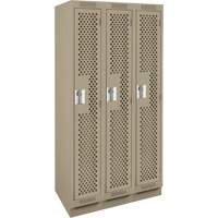 Clean Line Lockers, Bank of 3, 36" x 15" x 76", Steel, Beige, Rivet (Assembled), Perforated OSI Industrial Sales
