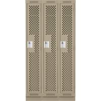 Clean Line Lockers, Bank of 3, 36" x 15" x 76", Steel, Beige, Rivet (Assembled), Perforated OSI Industrial Sales
