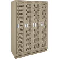 Clean Line Lockers, Bank of 4, 48" x 15" x 76", Steel, Beige, Rivet (Assembled), Perforated OSI Industrial Sales