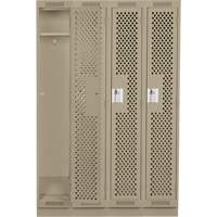 Clean Line Lockers, Bank of 4, 48" x 15" x 76", Steel, Beige, Rivet (Assembled), Perforated OSI Industrial Sales