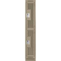 Clean Line Lockers, 2 -tier, 12" x 18" x 76", Steel, Beige, Rivet (Assembled), Perforated OSI Industrial Sales