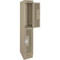 Clean Line Lockers, 2 -tier, 12" x 18" x 76", Steel, Beige, Rivet (Assembled), Perforated OSI Industrial Sales