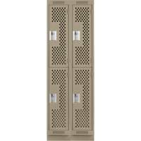 Clean Line Lockers, 2 -tier, Bank of 2, 24" x 18" x 76", Steel, Beige, Rivet (Assembled), Perforated OSI Industrial Sales