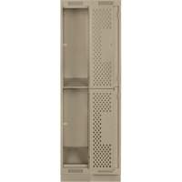 Clean Line Lockers, 2 -tier, Bank of 2, 24" x 18" x 76", Steel, Beige, Rivet (Assembled), Perforated OSI Industrial Sales