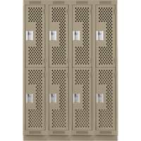 Clean Line Lockers, 2 -tier, Bank of 4, 48" x 18" x 76", Steel, Beige, Rivet (Assembled), Perforated OSI Industrial Sales