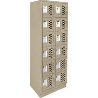 Assembled Lockerettes Clean Line Perforated Economy Lockers, 6 -tier, Bank of 2, 18" x 72" x 12", Steel OSI Industrial Sales