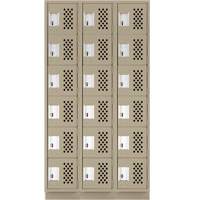 Assembled Lockerettes Clean Line Perforated Economy Lockers, 6 -tier, Bank of 3, 18" x 72" x 12", Steel OSI Industrial Sales