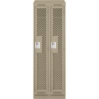 Clean Line Lockers, Bank of 2, 24" x 12" x 82", Steel, Beige, Rivet (Assembled), Perforated OSI Industrial Sales