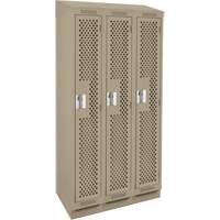 Clean Line Lockers, Bank of 3, 36" x 12" x 82", Steel, Beige, Rivet (Assembled), Perforated OSI Industrial Sales