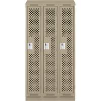 Clean Line Lockers, Bank of 3, 36" x 12" x 82", Steel, Beige, Rivet (Assembled), Perforated OSI Industrial Sales