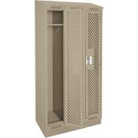 Clean Line Lockers, Bank of 3, 36" x 12" x 82", Steel, Beige, Rivet (Assembled), Perforated OSI Industrial Sales