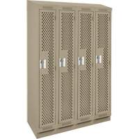 Clean Line Lockers, Bank of 4, 48" x 12" x 82", Steel, Beige, Rivet (Assembled), Perforated OSI Industrial Sales