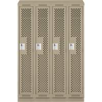 Clean Line Lockers, Bank of 4, 48" x 12" x 82", Steel, Beige, Rivet (Assembled), Perforated OSI Industrial Sales