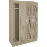 Clean Line Lockers, Bank of 4, 48" x 12" x 82", Steel, Beige, Rivet (Assembled), Perforated OSI Industrial Sales