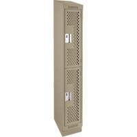 Clean Line Lockers, 2 -tier, 12" x 18" x 82", Steel, Beige, Rivet (Assembled), Perforated OSI Industrial Sales