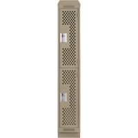 Clean Line Lockers, 2 -tier, 12" x 18" x 82", Steel, Beige, Rivet (Assembled), Perforated OSI Industrial Sales