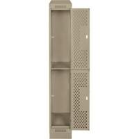 Clean Line Lockers, 2 -tier, 12" x 18" x 82", Steel, Beige, Rivet (Assembled), Perforated OSI Industrial Sales