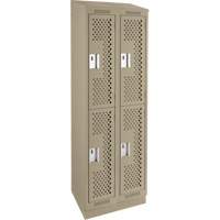 Clean Line Lockers, 2 -tier, Bank of 2, 24" x 18" x 82", Steel, Beige, Rivet (Assembled), Perforated OSI Industrial Sales
