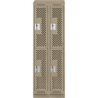 Clean Line Lockers, 2 -tier, Bank of 2, 24" x 18" x 82", Steel, Beige, Rivet (Assembled), Perforated OSI Industrial Sales