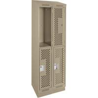 Clean Line Lockers, 2 -tier, Bank of 2, 24" x 18" x 82", Steel, Beige, Rivet (Assembled), Perforated OSI Industrial Sales