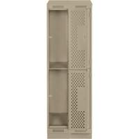 Clean Line Lockers, 2 -tier, Bank of 2, 24" x 18" x 82", Steel, Beige, Rivet (Assembled), Perforated OSI Industrial Sales