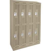Clean Line Lockers, 2 -tier, Bank of 4, 48" x 18" x 82", Steel, Beige, Rivet (Assembled), Perforated OSI Industrial Sales