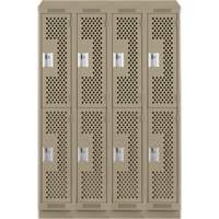 Clean Line Lockers, 2 -tier, Bank of 4, 48" x 18" x 82", Steel, Beige, Rivet (Assembled), Perforated OSI Industrial Sales