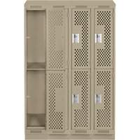 Clean Line Lockers, 2 -tier, Bank of 4, 48" x 18" x 82", Steel, Beige, Rivet (Assembled), Perforated OSI Industrial Sales