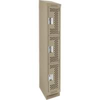 Clean Line Lockers, 3 -tier, 12" x 18" x 82", Steel, Beige, Rivet (Assembled), Perforated OSI Industrial Sales