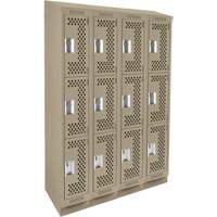 Clean Line Lockers, 3 -tier, Bank of 4, 48" x 18" x 82", Steel, Beige, Rivet (Assembled), Perforated OSI Industrial Sales