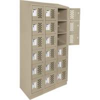 Assembled Lockerettes Clean Line Perforated Economy Lockers, 6 -tier, Bank of 3, 18" x 72" x 12", Steel OSI Industrial Sales