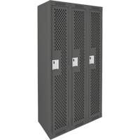 Clean Line Lockers, Bank of 3, 36" x 15" x 72", Steel, Charcoal, Rivet (Assembled), Perforated OSI Industrial Sales