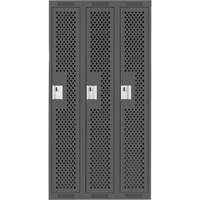 Clean Line Lockers, Bank of 3, 36" x 15" x 72", Steel, Charcoal, Rivet (Assembled), Perforated OSI Industrial Sales