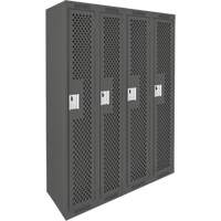Clean Line Lockers, Bank of 4, 48" x 15" x 72", Steel, Charcoal, Rivet (Assembled), Perforated OSI Industrial Sales