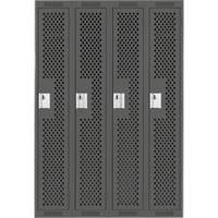 Clean Line Lockers, Bank of 4, 48" x 15" x 72", Steel, Charcoal, Rivet (Assembled), Perforated OSI Industrial Sales