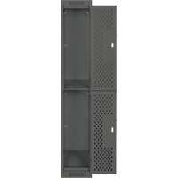Clean Line Lockers, 2 -tier, 12" x 12" x 72", Steel, Charcoal, Rivet (Assembled), Perforated OSI Industrial Sales